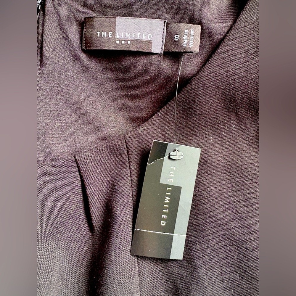 NWT The Limited Black Cap Sleeve Sheath Dress With Pleated Neckline,Size 8,RV$90 - Picture 4 of 7
